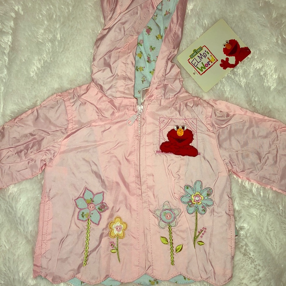 NWT Elmo’s World Pink Ruffle Raincoat 3-6 Months